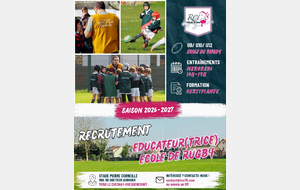 🏉 LE RCC78 RECRUTE UN(E) ÉDUCATEUR(TRICE) ÉCOLE DE RUGBY !