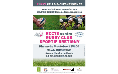 SENIORS - MATCH RCC78 Vs BRETIGNY le dimanche 6 octobre