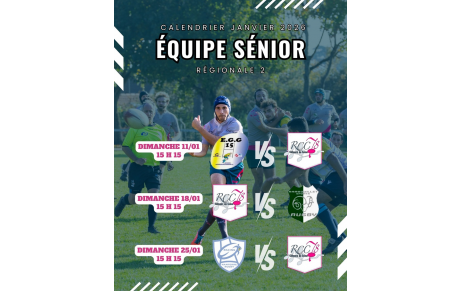 📅 Calendrier à venir – Janvier 2026 🏉