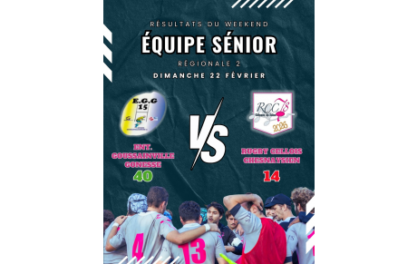 📅 Résultat du week-end – Seniors RCC78 🏉